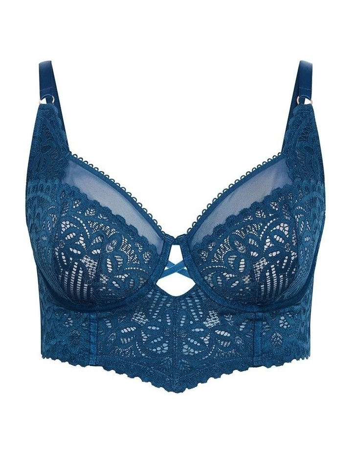 Plus Size Cassia Underwire Longline Bra in poseidon image 3