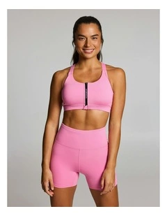 Velocity Medium Support Zip Sports Bra Cotton Candy