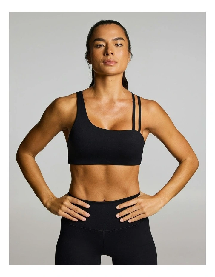 Sculpt Assymetrical Medium Support Sports Bra Black image 1