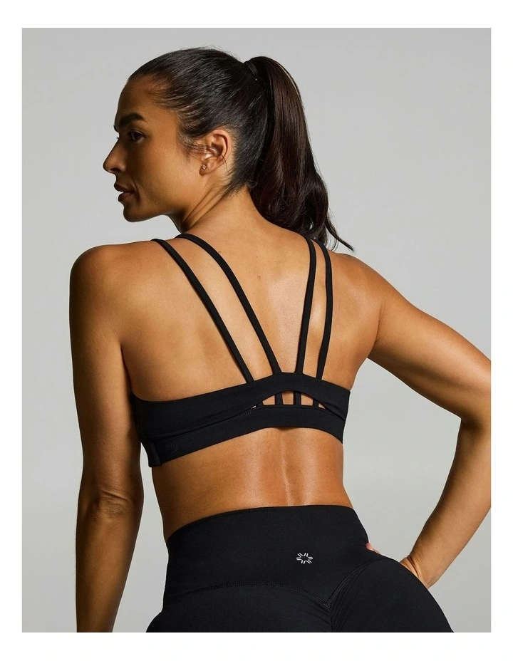 Sculpt Assymetrical Medium Support Sports Bra Black image 4