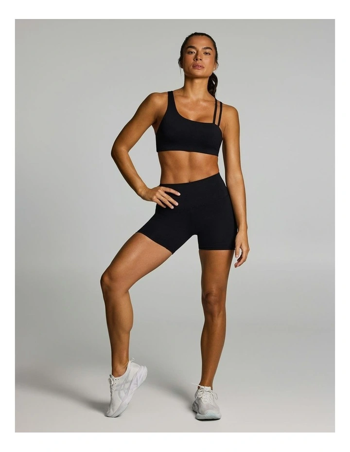 Sculpt Assymetrical Medium Support Sports Bra Black image 5
