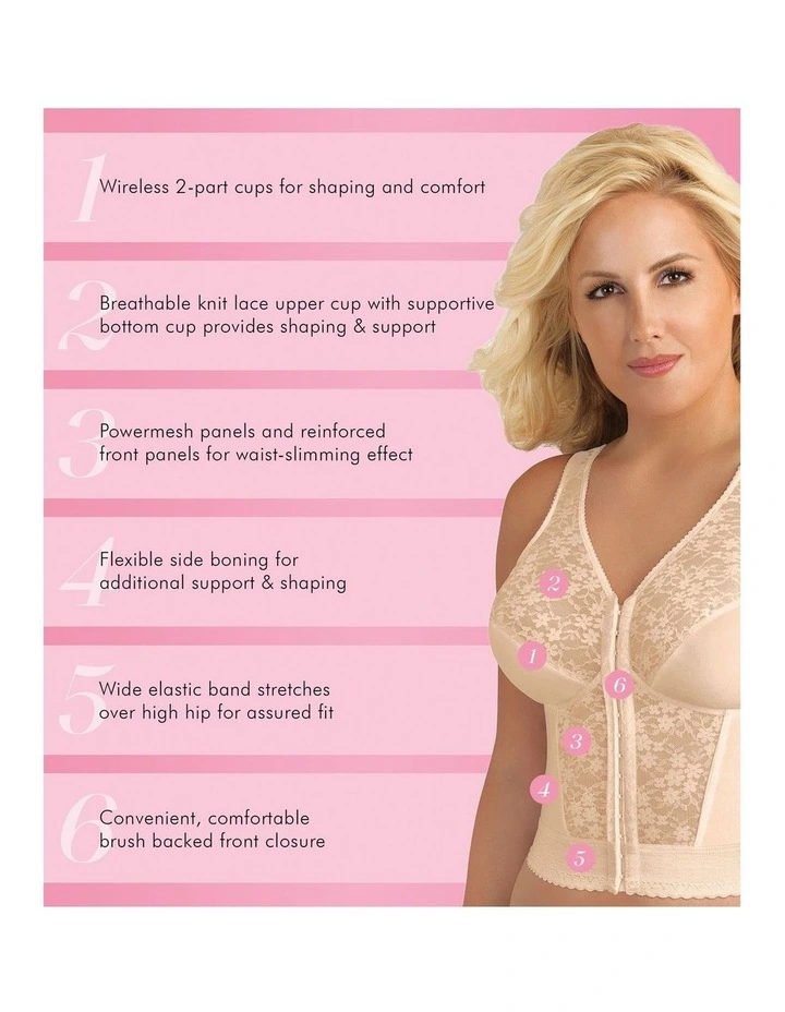 Front Close Bustier Longline Posture Support Bra image 3