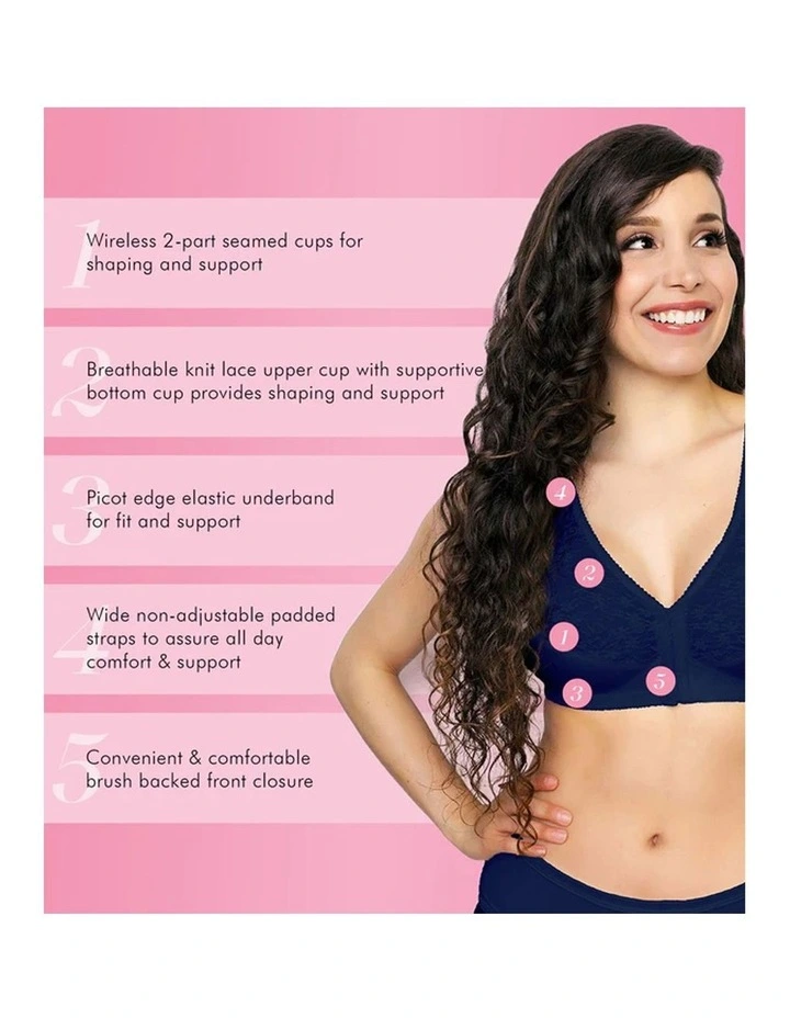 Front Close Wireless Lace Posture Support Bra image 5