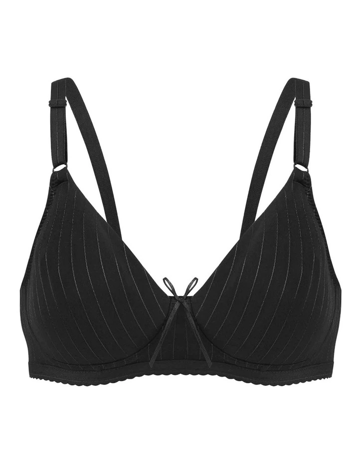 Striped Cotton Lightly Lined Wirefree Plunge Bra image 5