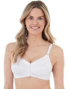 Satin Trim Wirefree Front Close Cotton Bra