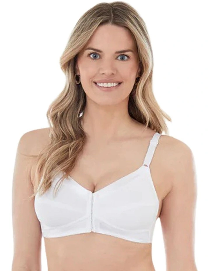 Satin Trim Wirefree Front Close Cotton Bra image 1