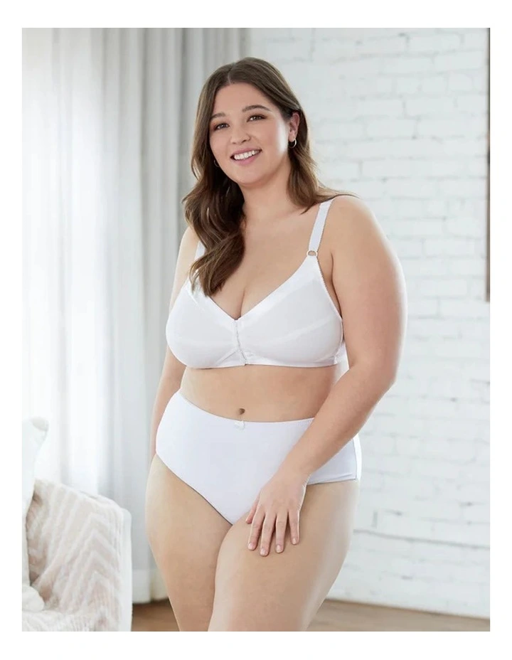 Satin Trim Wirefree Front Close Cotton Bra image 3