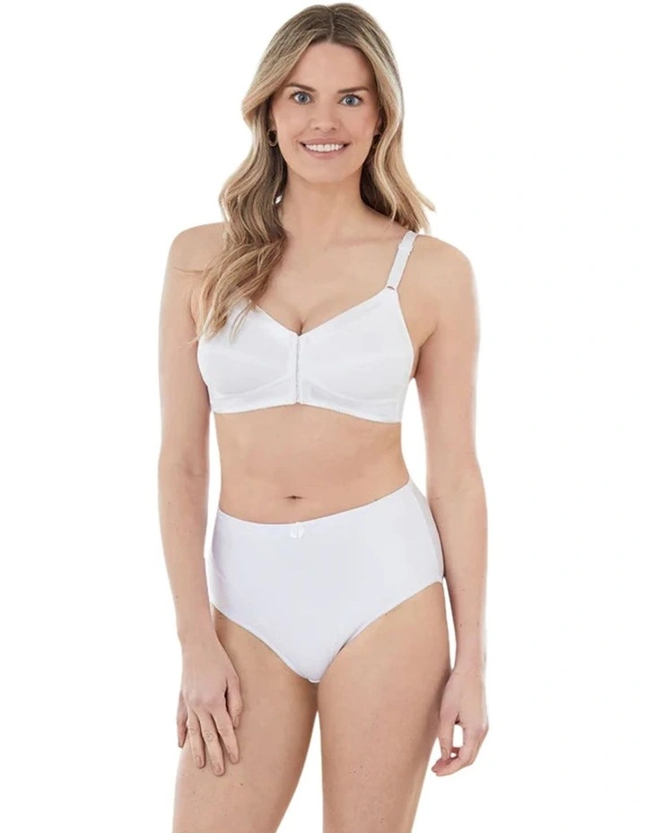 Satin Trim Wirefree Front Close Cotton Bra image 4