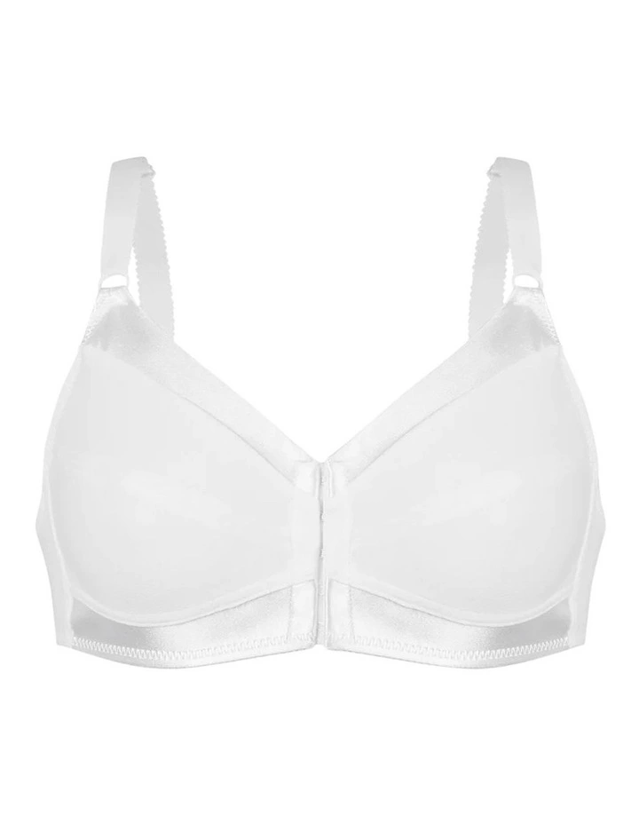 Satin Trim Wirefree Front Close Cotton Bra image 5