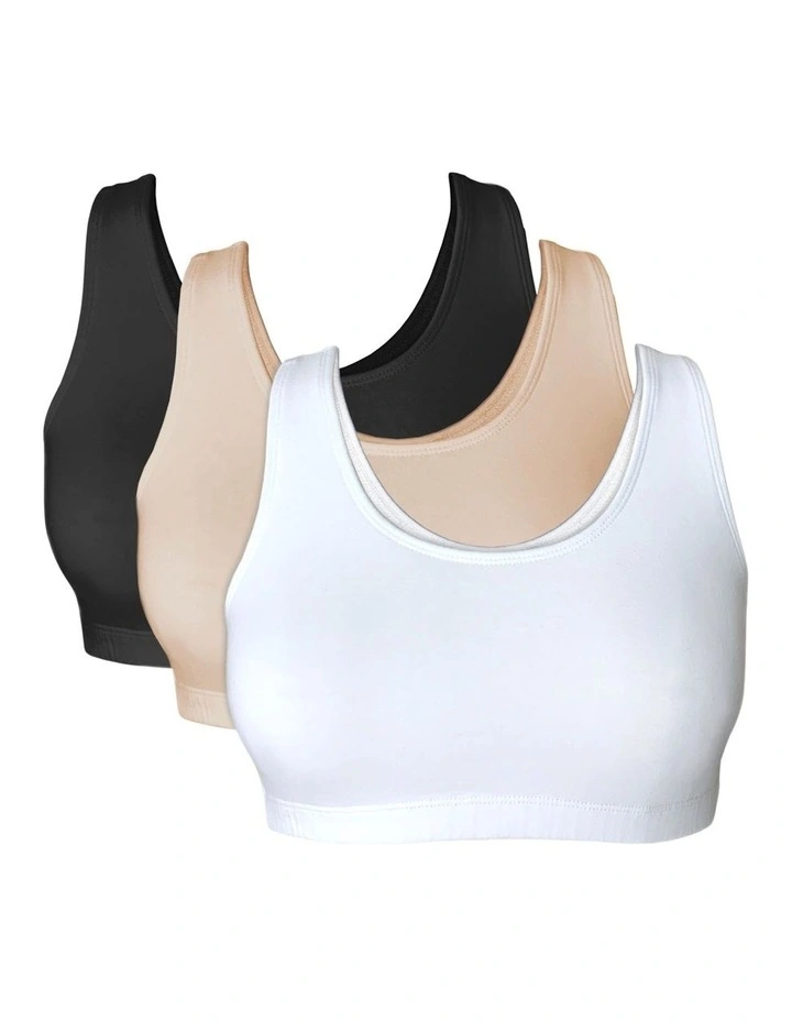 Wirefree Cotton Sports Crop Top Bra (3 Pack) image 5