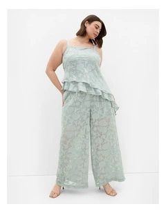 Plus Size Daniela Jacquard Asymmetrical Cami  in sage