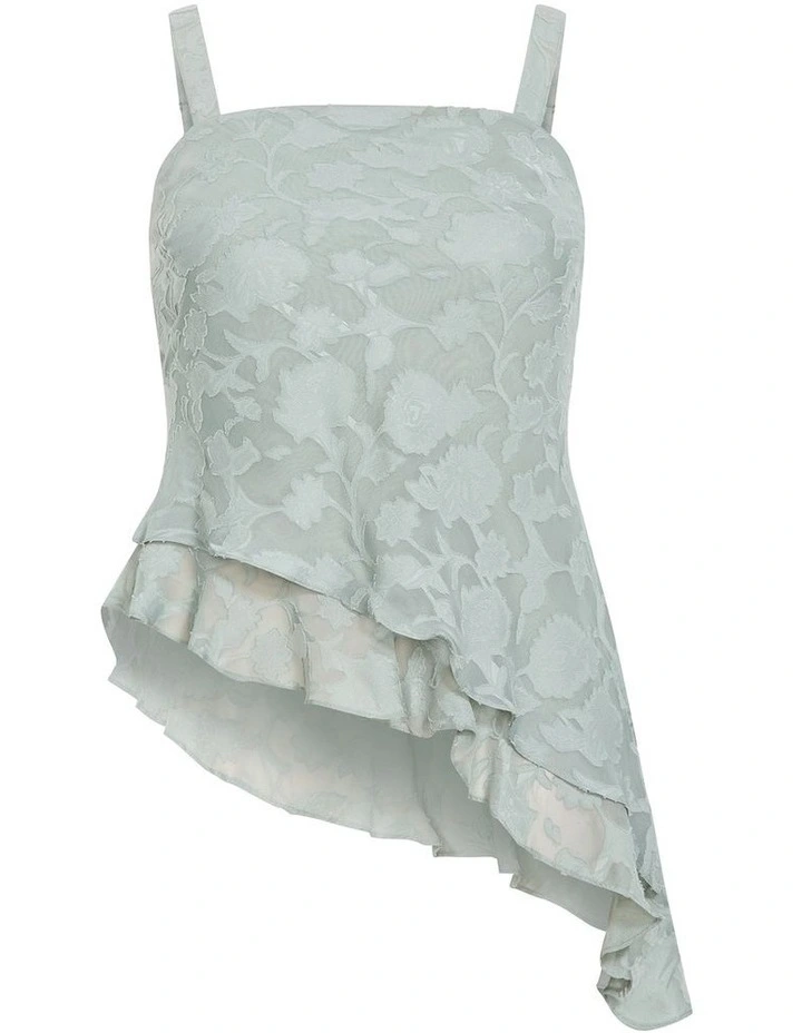 Plus Size Daniela Jacquard Asymmetrical Cami in sage image 3