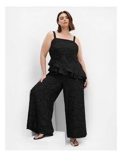 Plus Size Daniela Jacquard Asymmetrical Cami  in black
