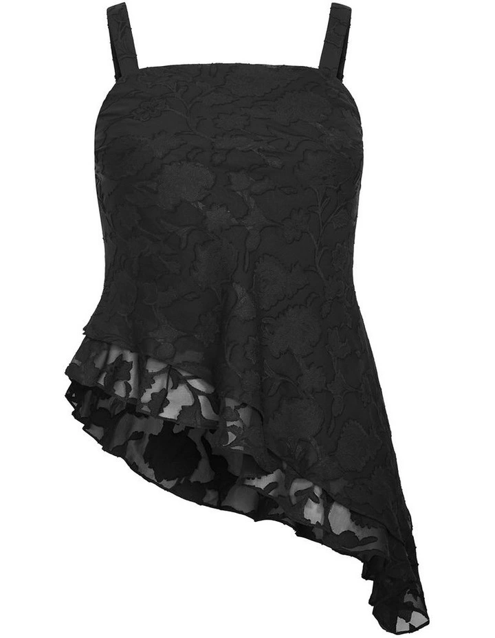 Plus Size Daniela Jacquard Asymmetrical Cami  in black image 3