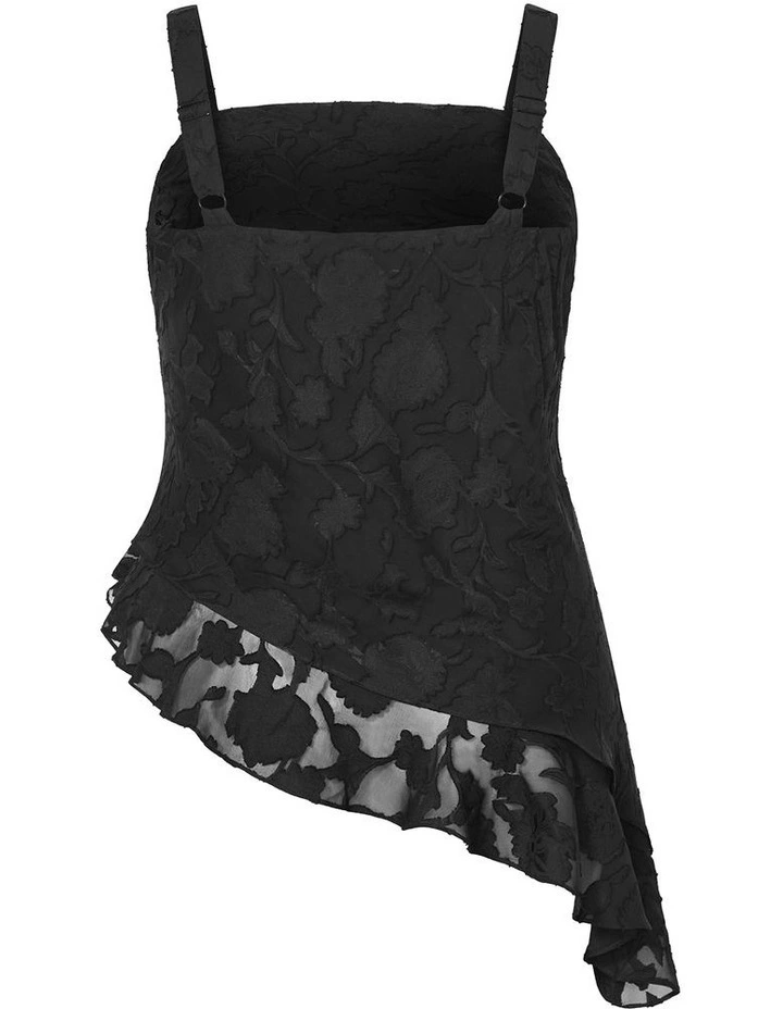 Plus Size Daniela Jacquard Asymmetrical Cami  in black image 4