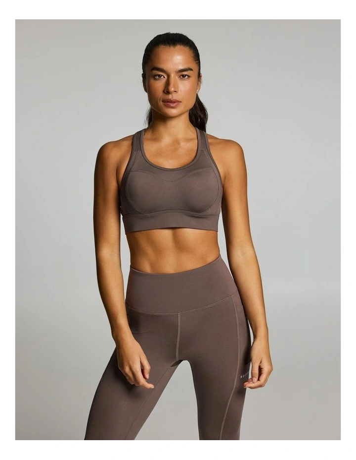 Olympia High Support Moulded Adjustable Sports Bra Milk Choc image 1