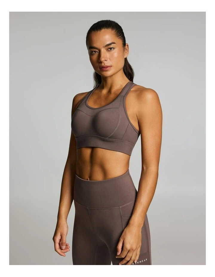 Olympia High Support Moulded Adjustable Sports Bra Milk Choc image 3