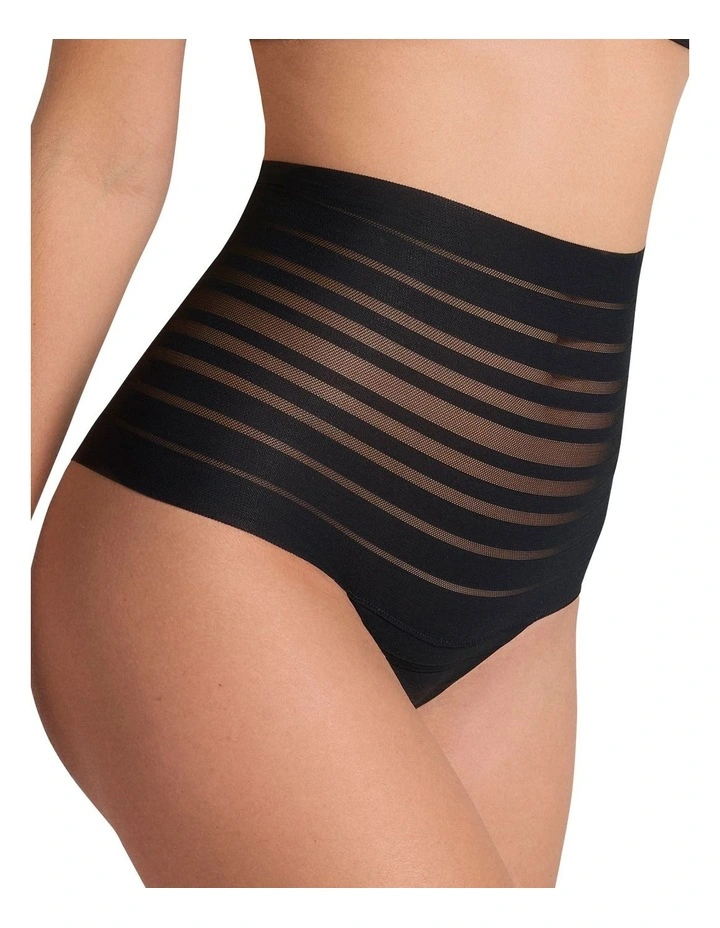 Sheer Stripe Tummy Compression High Waist Thong image 3