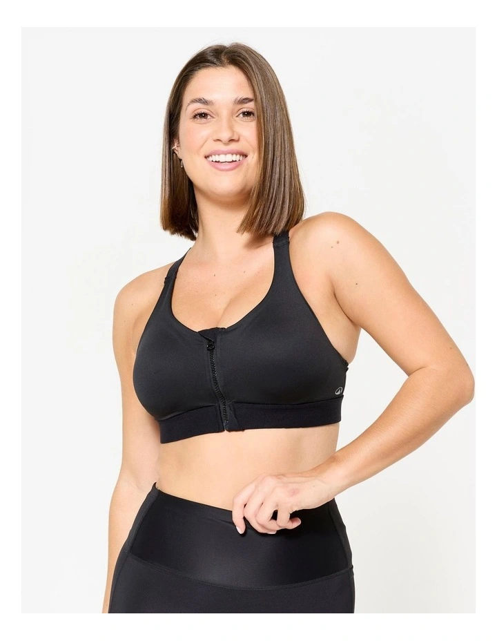 Decathlon - Women's High Support Zipped Sports Bra with Cups - Black image 2