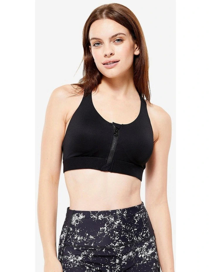 Decathlon - Women's High Support Zipped Sports Bra with Cups - Black image 4