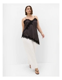 Plus Size Solene Spot Lace Trim Cami in black