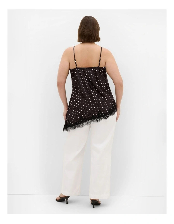 Plus Size Solene Spot Lace Trim Cami in black image 2