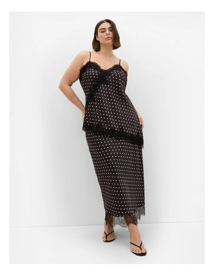 Plus Size Solene Spot Lace Trim Cami in black image 3