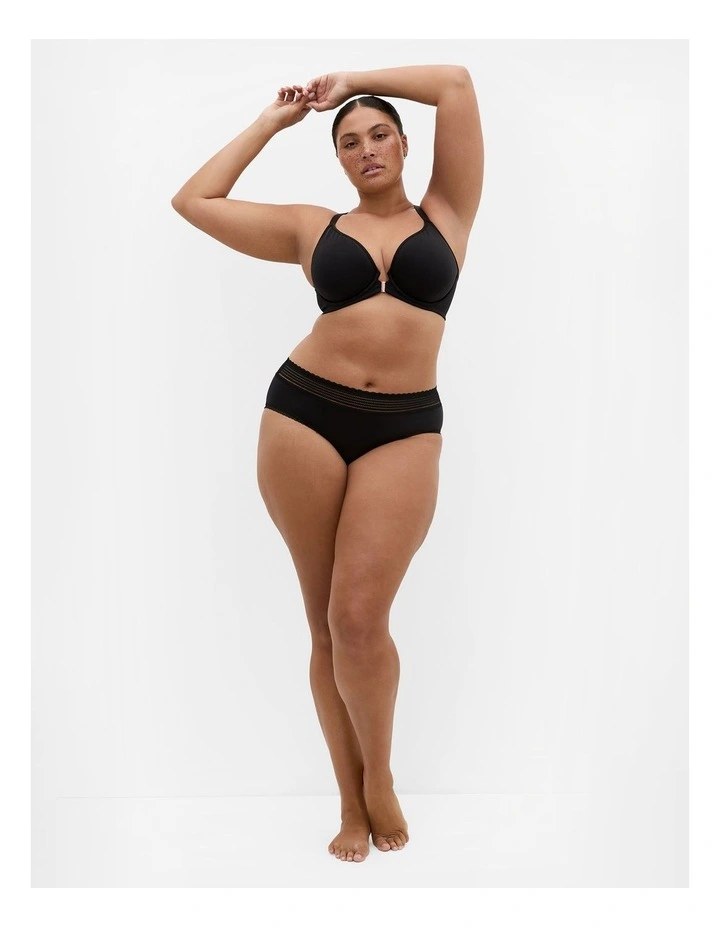 Plus Size Smooth & Chic Cotton Blend Racerback Bra in black image 1