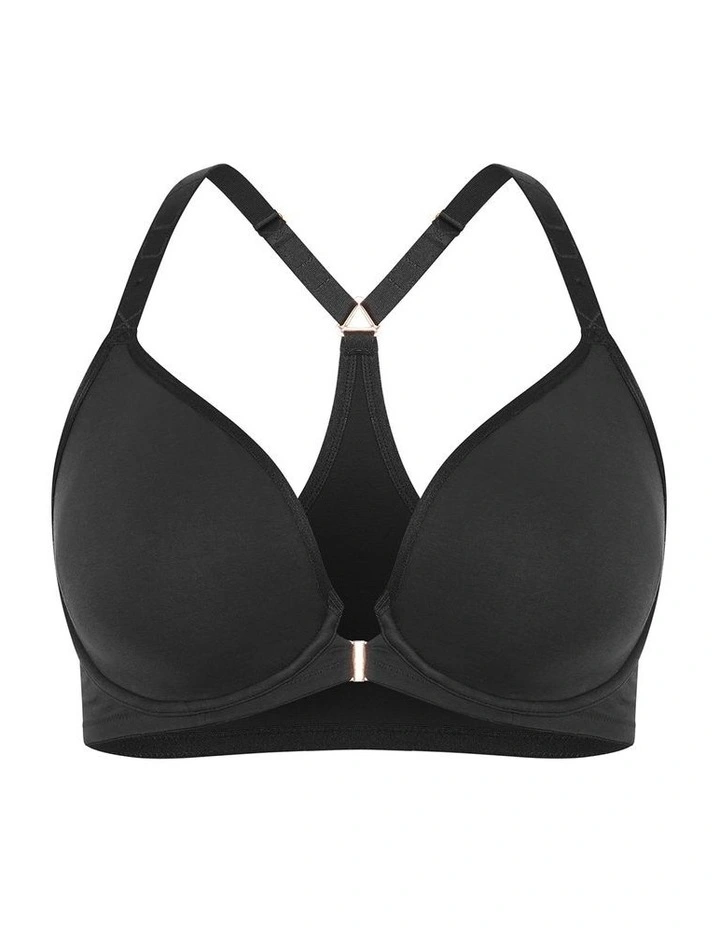Plus Size Smooth & Chic Cotton Blend Racerback Bra in black image 3