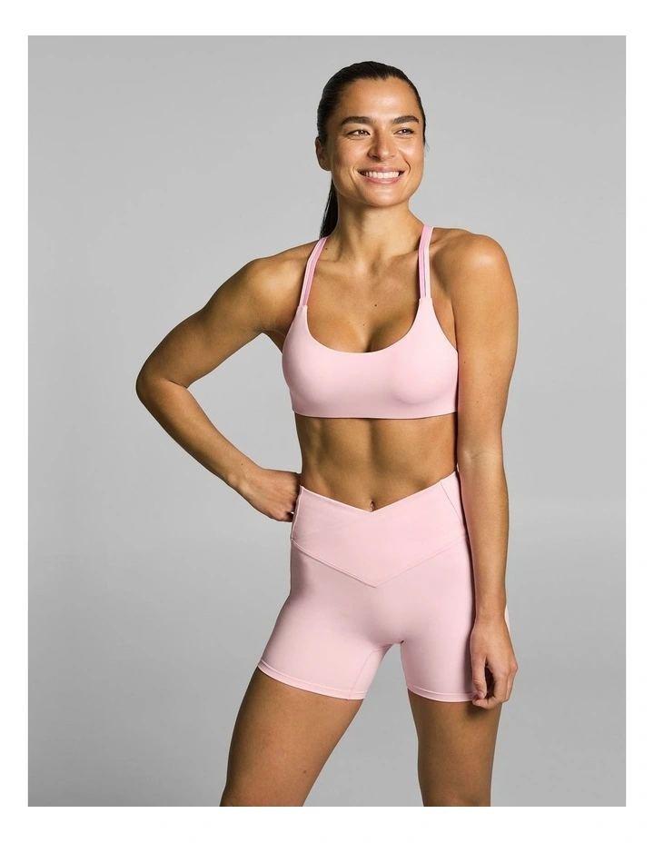 Colour Block Strappy Medium Support Sports Bra Rosewater image 1