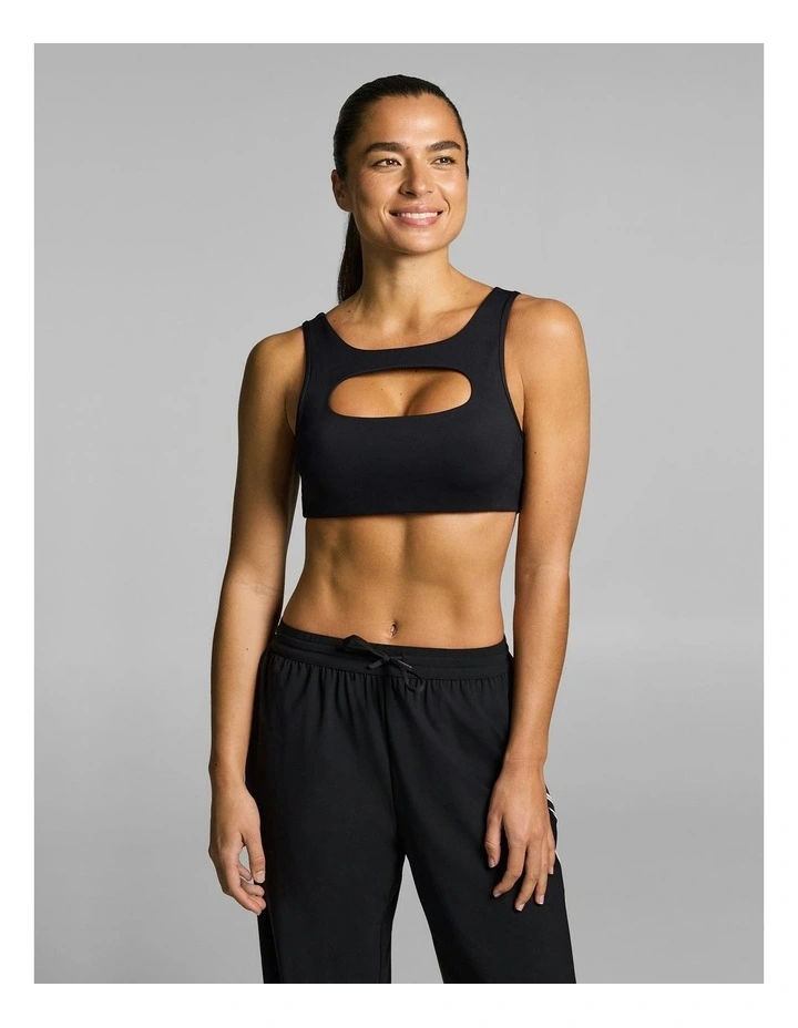 Keyhole Medium Support Sports Bra Black image 1