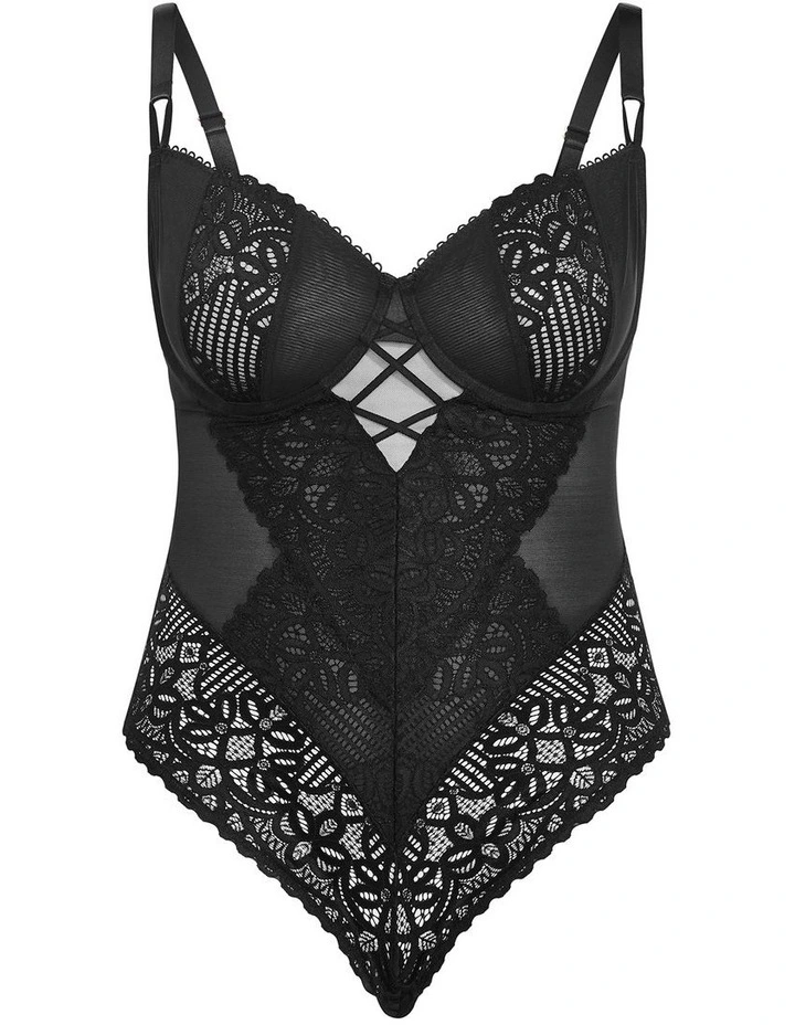 Plus Size Cassia Underwire Bodysuit in Black image 3