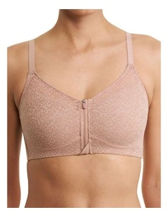 Pretty Smooth Zip Front Pocketed Post-Surgery Bra With Cotton & Lace