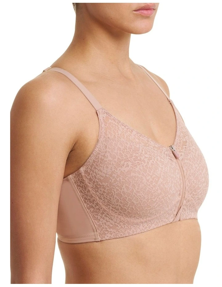 Pretty Smooth Zip Front Pocketed Post-Surgery Bra With Cotton & Lace image 3
