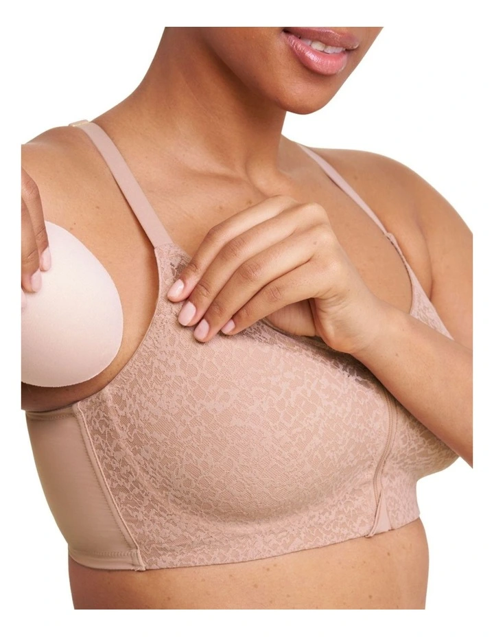 Pretty Smooth Zip Front Pocketed Post-Surgery Bra With Cotton & Lace image 4