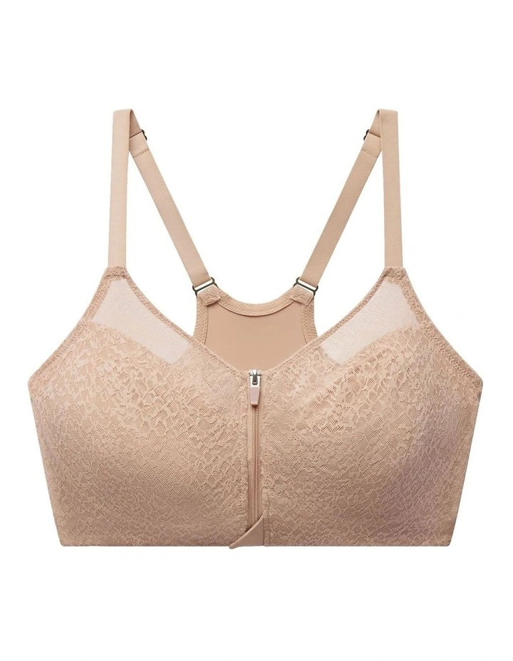 Pretty Smooth Zip Front Pocketed Post-Surgery Bra With Cotton & Lace image 7