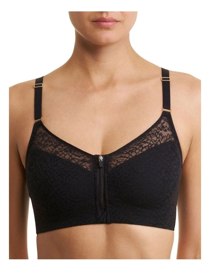 Pretty Smooth Zip Front Pocketed Post-Surgery Bra With Cotton & Lace image 1