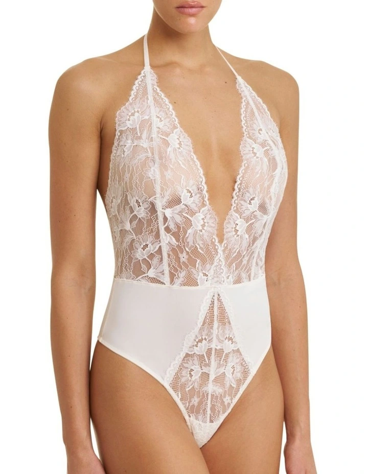 Fleur Thong Cut Halter Lace Lingerie Bodysuit image 1