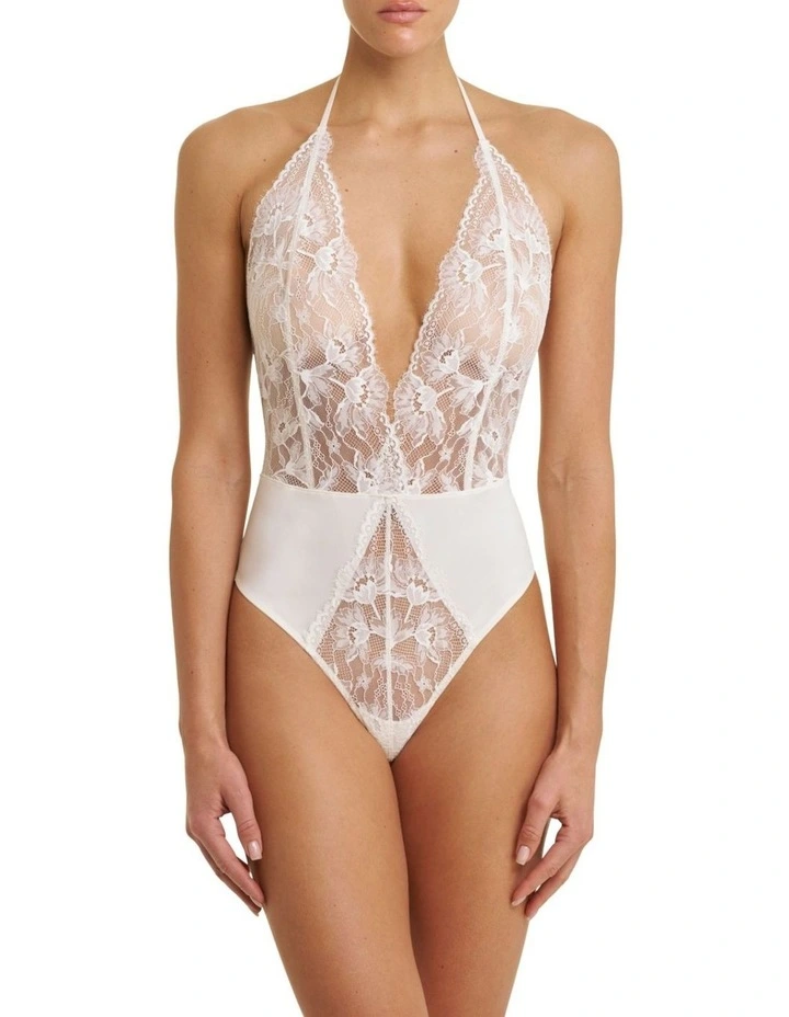 Fleur Thong Cut Halter Lace Lingerie Bodysuit image 4