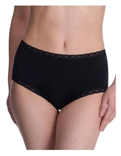 Bliss Lace Trim Pima Cotton High Waist Full Brief