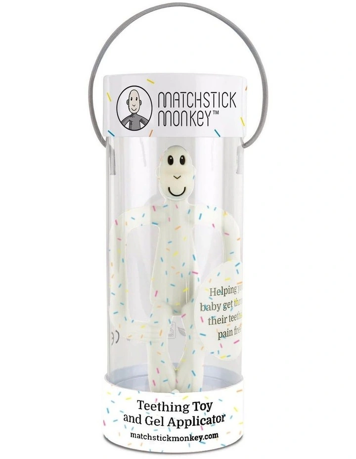 Monkey Teething Toy and Gel Applicator in Confetti Cream image 2