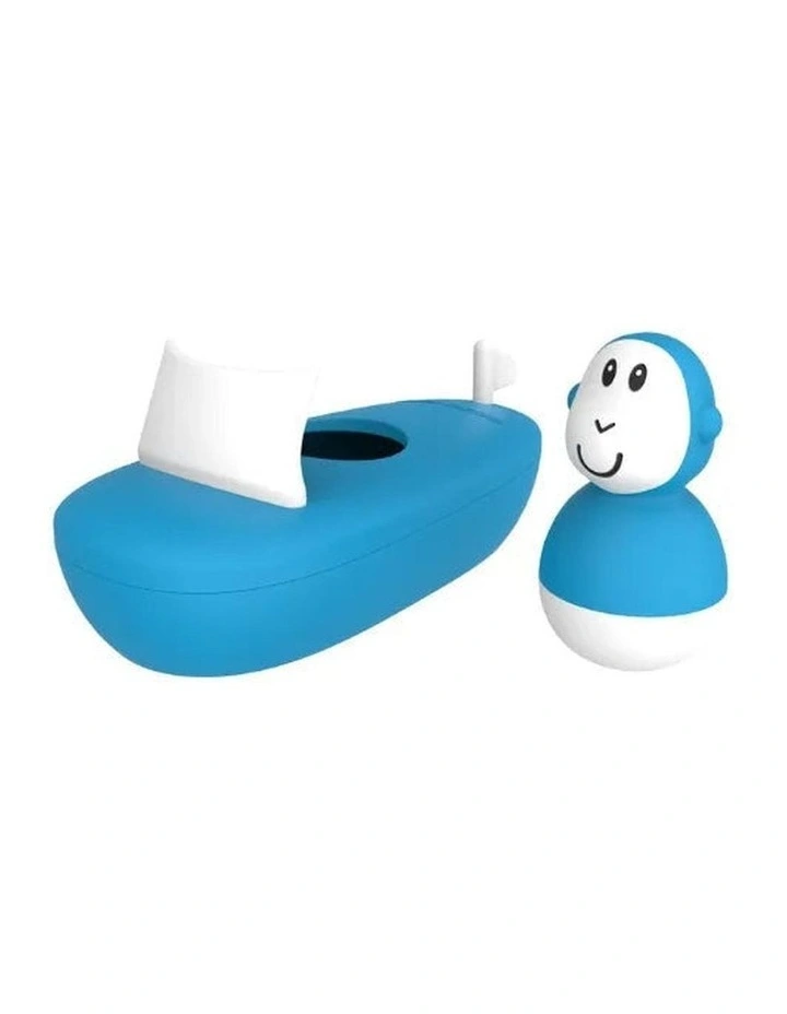 Monkey Bath Time Boat Set in Blue image 2