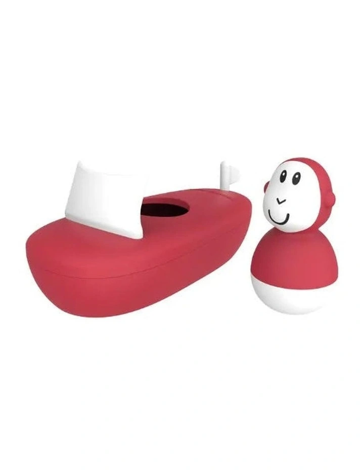 Monkey Bath Time Boat Set in Red image 2