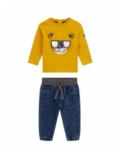T-Shirt and Knit Pants Set in Dune Gold