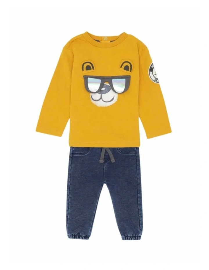 T-Shirt and Knit Pants Set in Dune Gold image 2