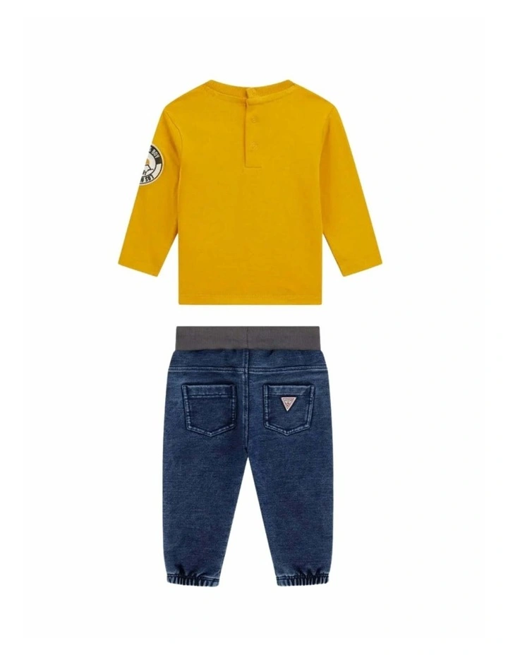 T-Shirt and Knit Pants Set in Dune Gold image 3