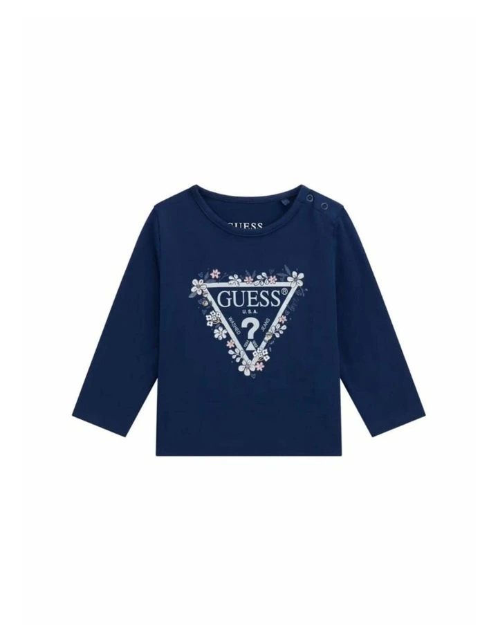 Eco Long Sleeve Logo T-Shirt in Blue image 1