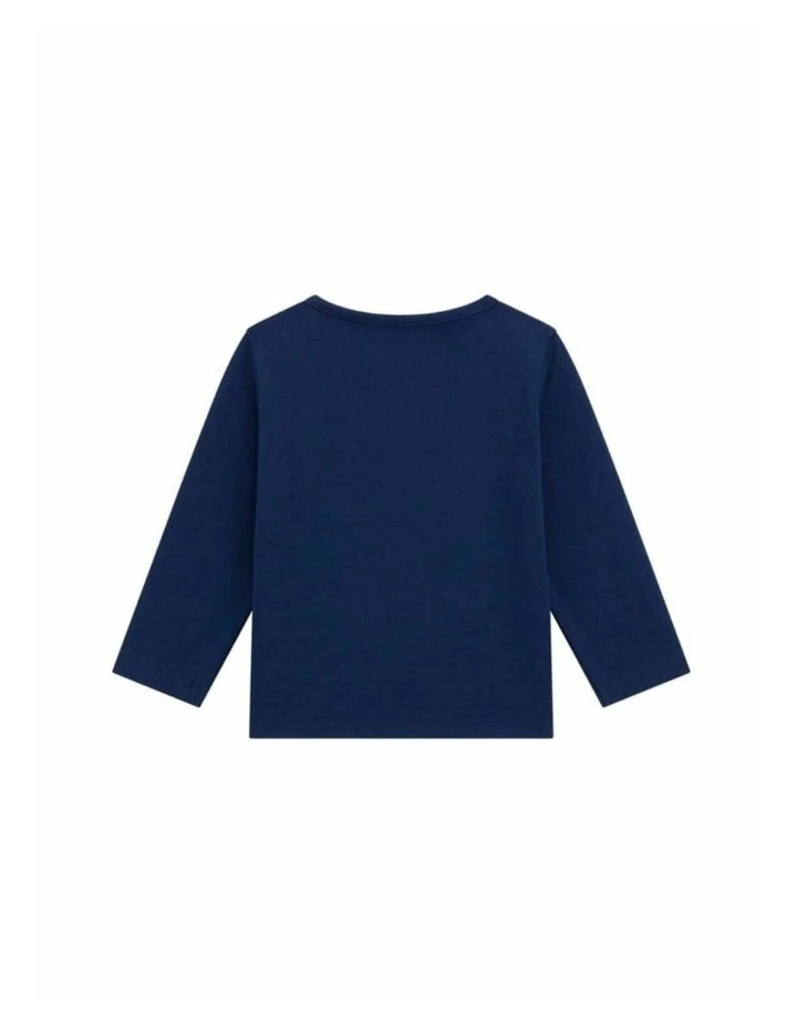 Eco Long Sleeve Logo T-Shirt in Blue image 2