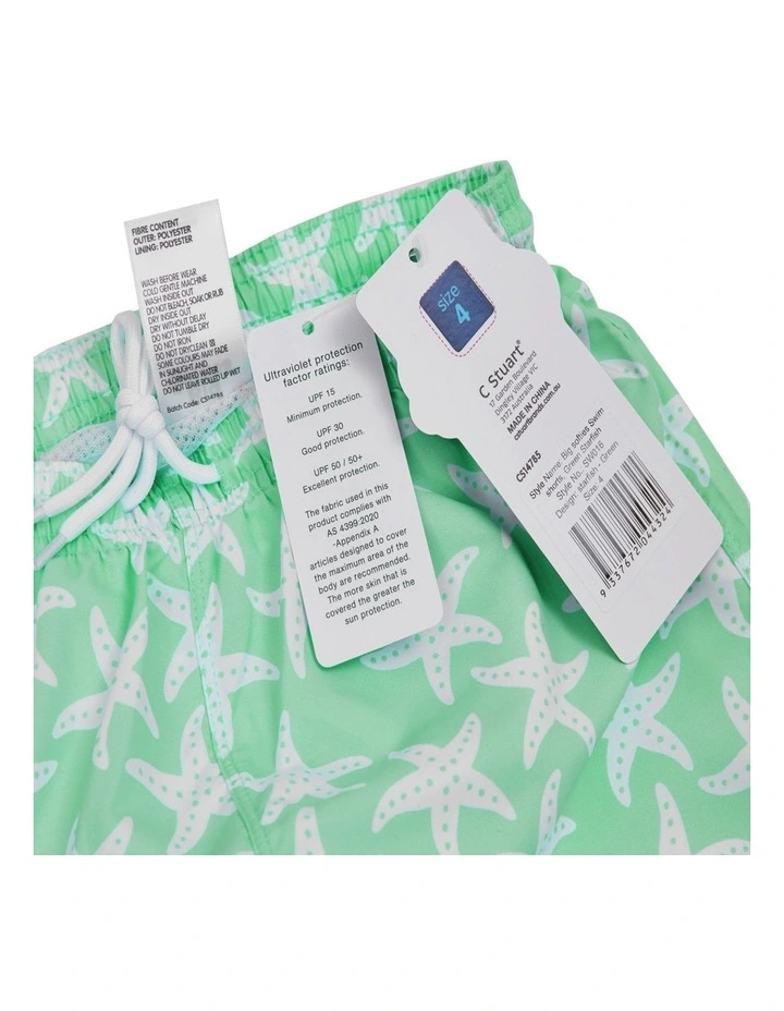 Big softies Swim shorts, Green Starfish image 4
