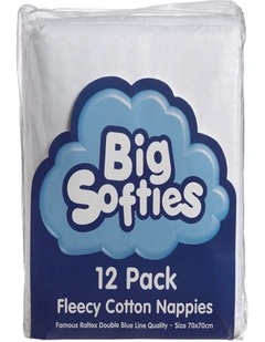 Big Softies 12 Pack Flannelette Nappies